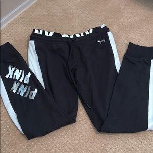 Victoria Secret Pink black and white jogger sweats
